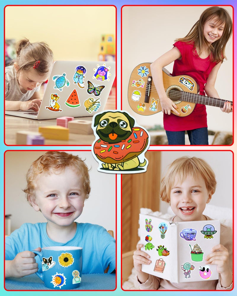 Eoaod 600Pcs Water Bottle Stickers for Kids  Cute Stickers for Water Bottles  Vinyl Waterproof Stickers Aesthetic Laptop Sticker Pack Skateboard Stickers for Kids Teens Girls (Cute-600pcs) - Image 2